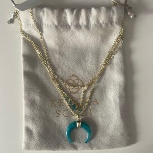 NWT Gemma Gold Triple Strand Necklace in Teal Labradorite